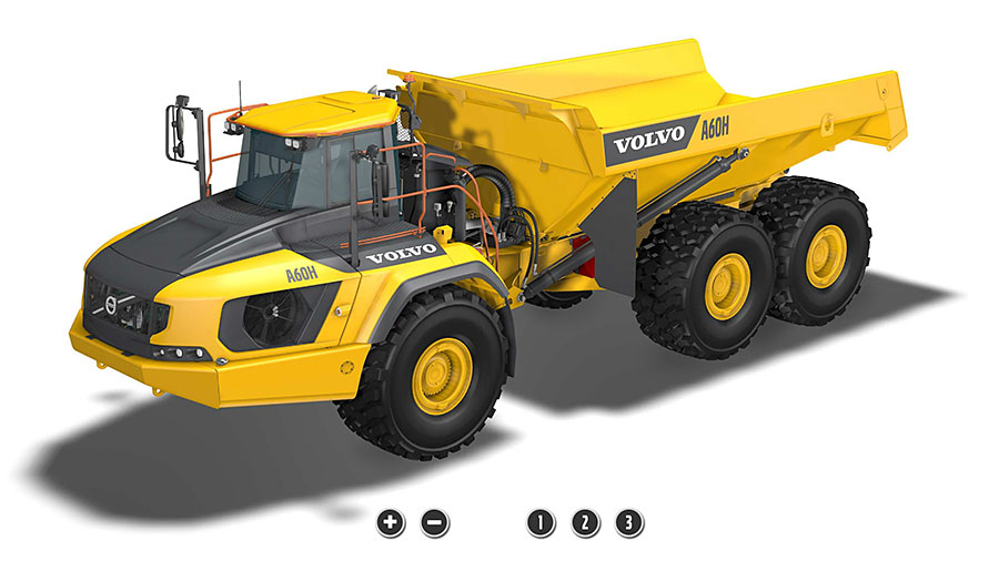 3D-visualisering av dumper till interaktiv VR presentation. Uppdragsgivare: Volvo Construction Equipment.